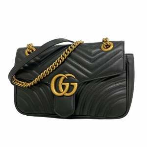 Gucci GG Marmont Shoulder Bag 443497 Leather Black Women's